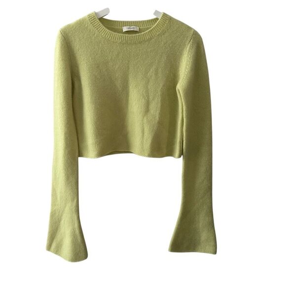 LAPOINTE Airy Cashmere-Silk Crewneck Flare-Sleeve Crop Sweater - Picture 2 of 4